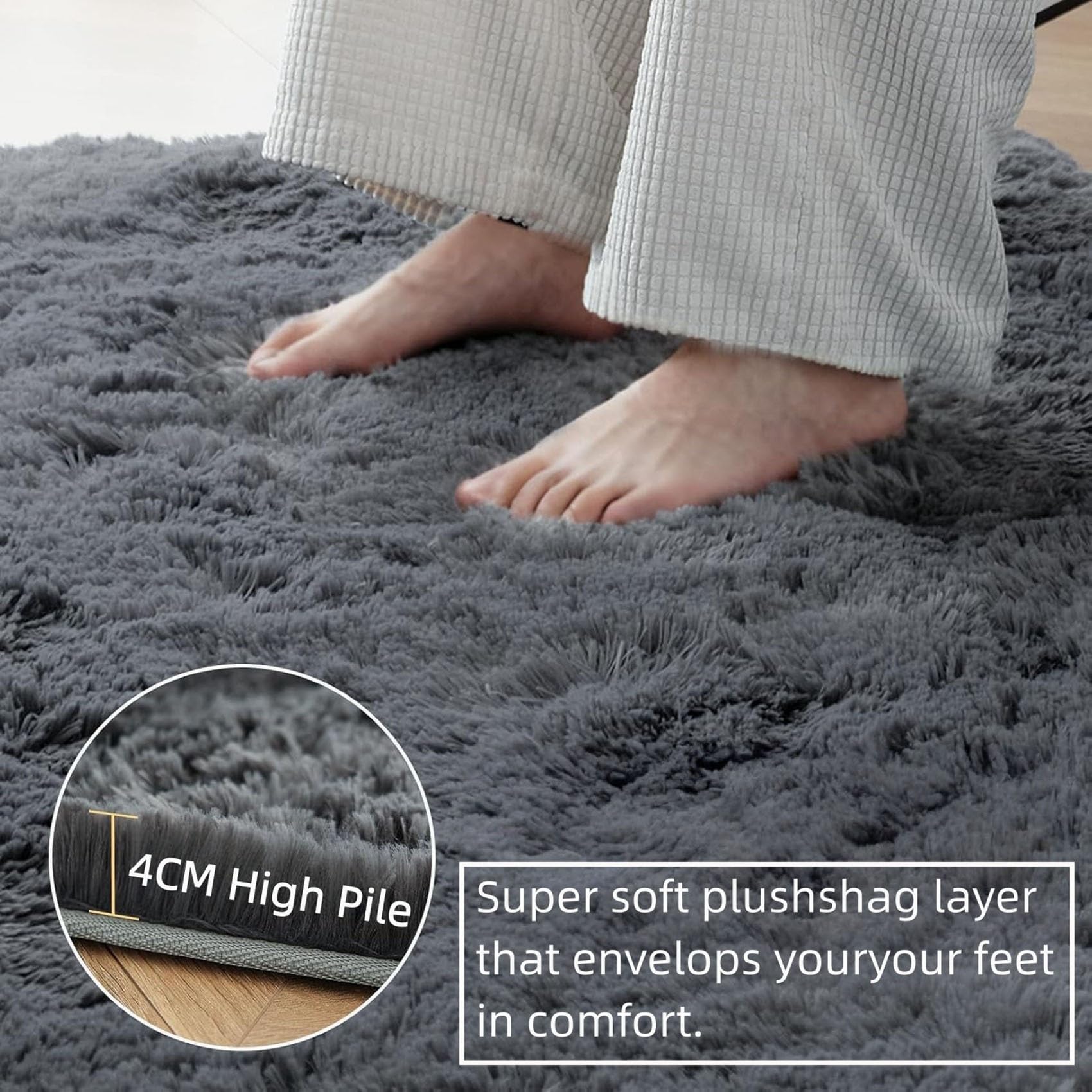 Amazon | シャギーラグ 196 x 90 cm 厚め洗える滑り止め付ふわっとした